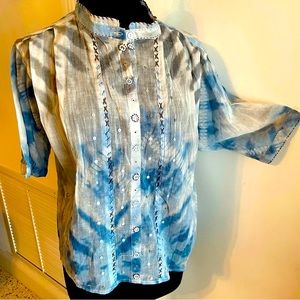 Anthropologie LOVE KYLA! Beautiful Woven LIGHT BLUE lightweight top! Beautiful